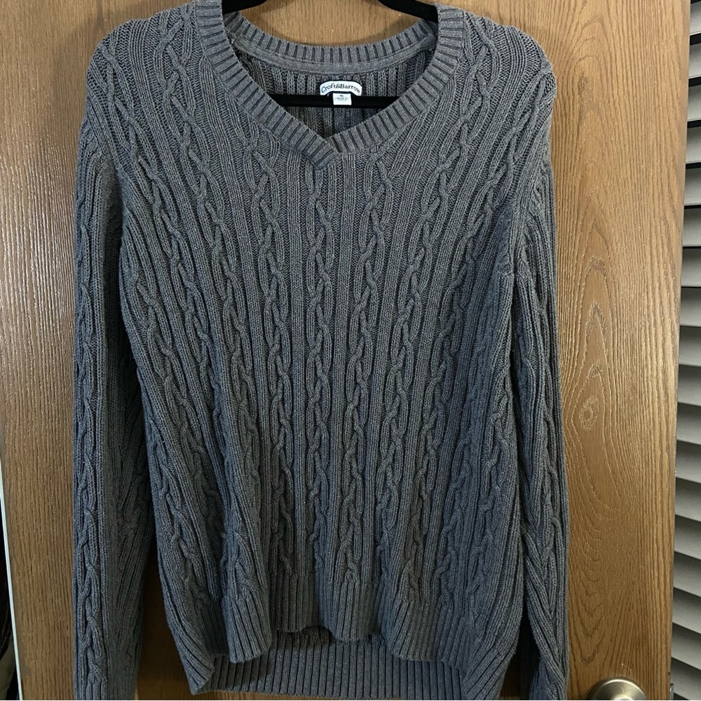 chunky grey cable knit sweater